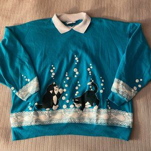 Vintage Spumoni Women's Cat Sweatshirt Size L